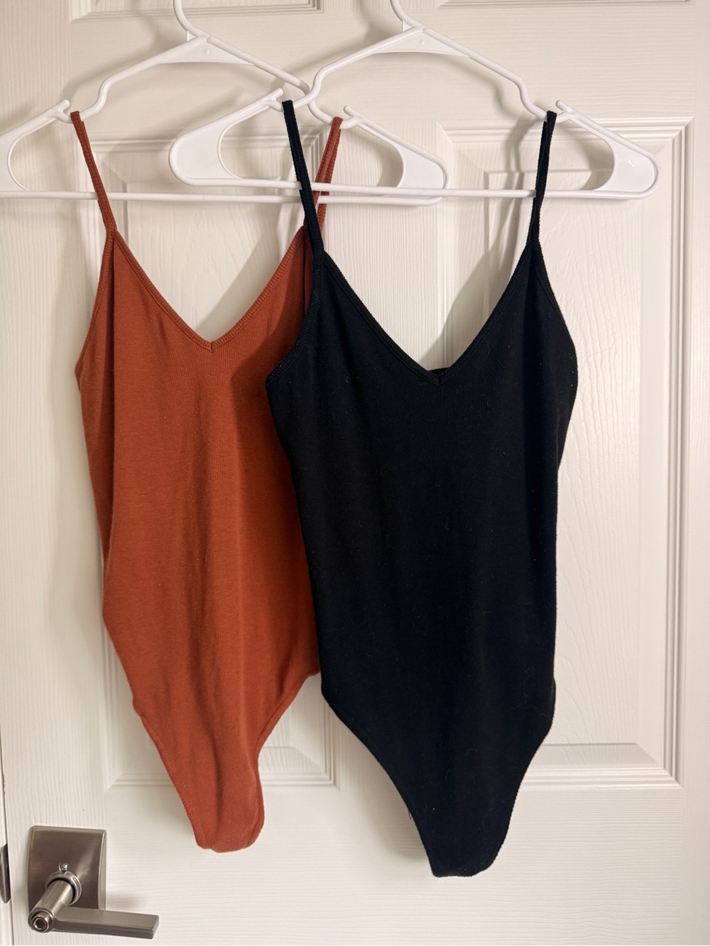 2 BP Spaghetti Strap Bodysuits - Black & Rust